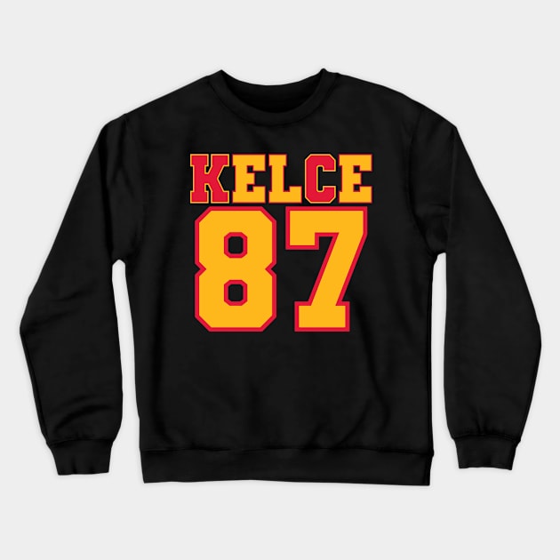 Kelce 87 Kansas City Chiefs Tight End Travis Football Crewneck Sweatshirt by Shirts by Jamie